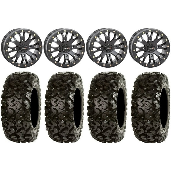 System 3 SB-4 Black (6 1) 14" Wheels 30" Rip Saw Tires Polaris RZR XP 1000 / PRO XP / Ranger XP 900/1000