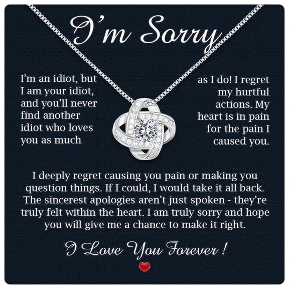 I Love You I'M Sorry Her, Apology Her - Wife, Girlfriend, Soulmate - Forgive Me Necklace With Heartfelt Message In A Stunning Box, Let'S Start Over#1303, White Love Knot Necklace
