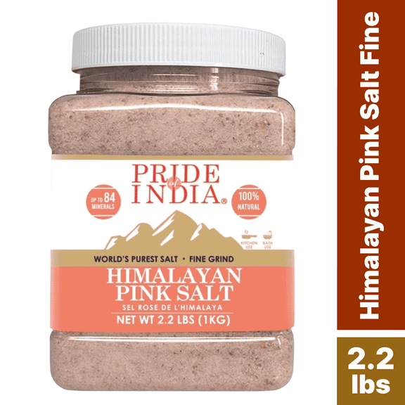 Pride of India Himalayan Pink Salt, Fine 2.2 lbs, Natural Rock Salt, Ideal for Cooking & Bath