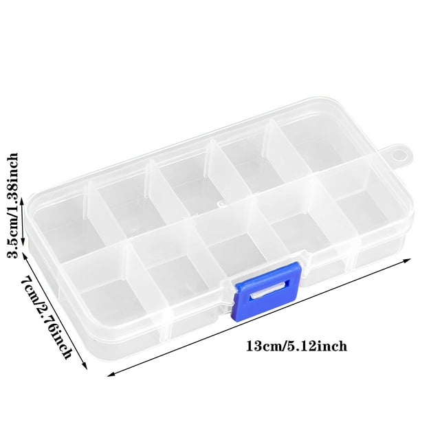 JJKBVCLO Mini Clear Storage Containers With 10 Grid Dividers Craft Tackle Boxes Organizer For Beads Buttons DIY Jewelry