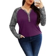 thumbnail image 2 of Gleelist Womens Plus Size Long Sleeve Henley Tops V Neck Casual Loose Fit Shirts Blouses Trendy Clothes XL-5XL, 2 of 7