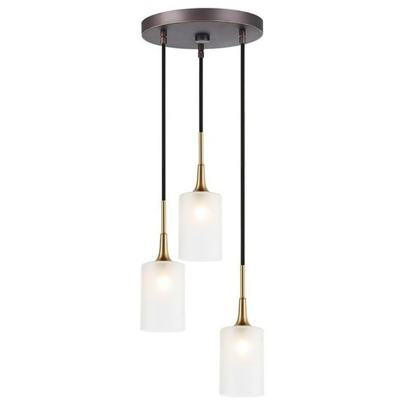 Pemberly Row 3-Light Opal Glass Cluster Pendant in Brass/Bronze