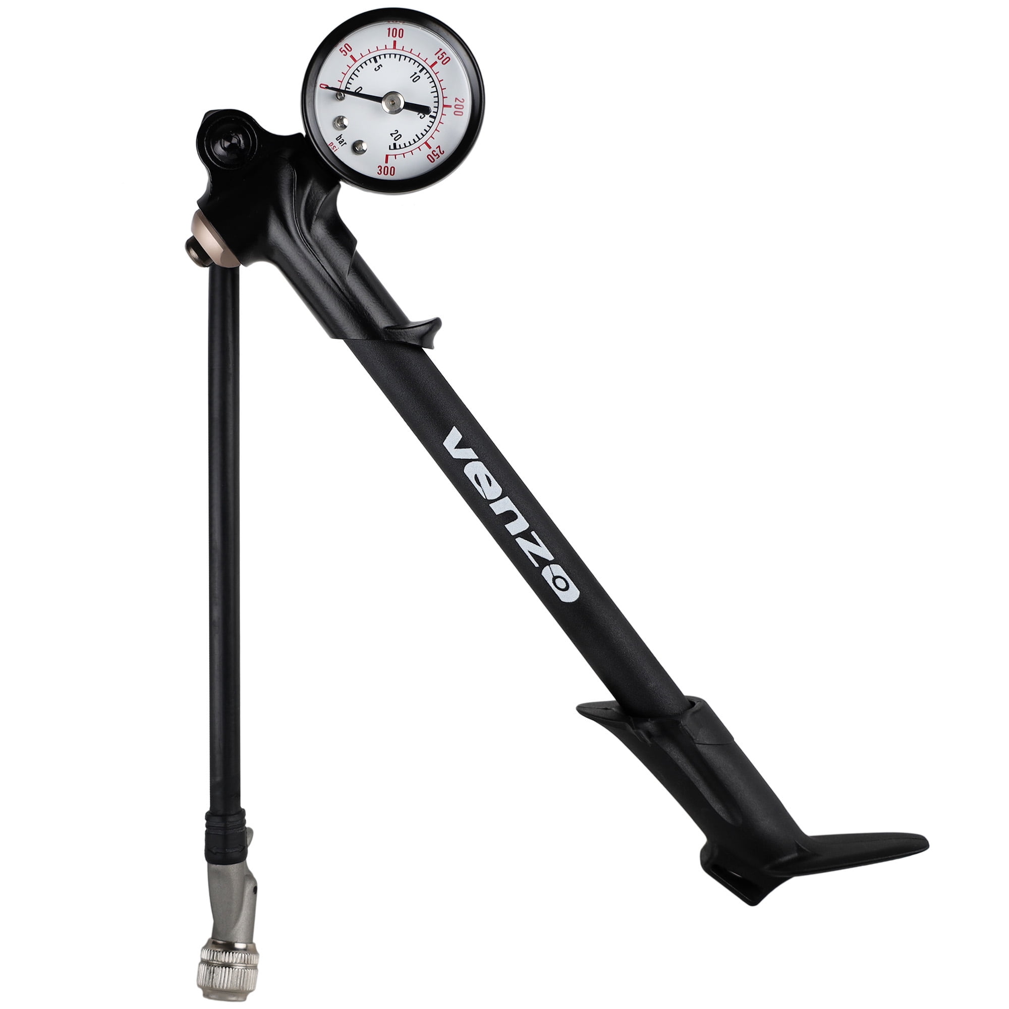 Schrader & Presta Valve Fork & Rear Suspension Gauge Comes with Mount Kit Attachment Accessories Adjustable Max 300PSI High Pressure 2-in-1 Portable Air Shock & Tire Pump Mountain Bike & Bicycle