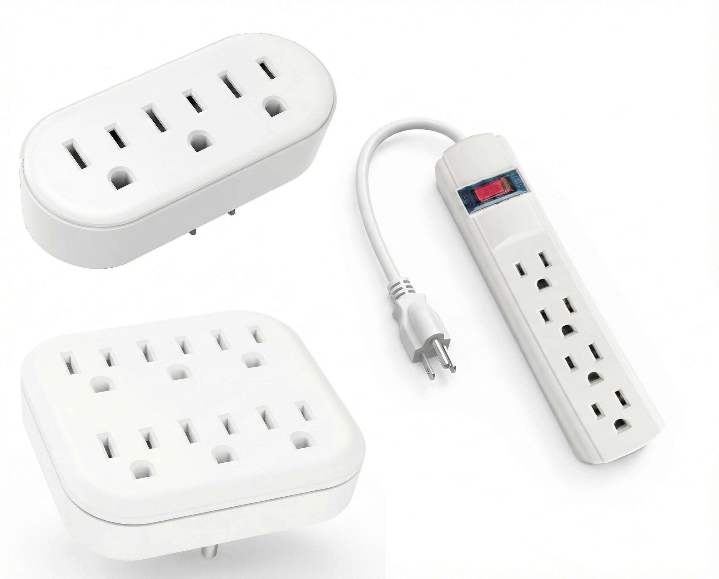 HT Electrical Outlets Power Strip Set – 3 Piece White