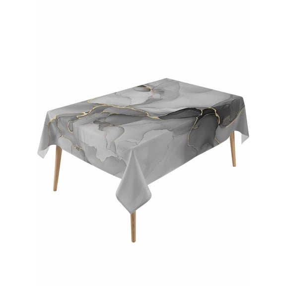 Grey Ombre Marble Table Cloth, Gray Marble Crack Abstract Modern Waterproof Tablecloth for Rectangle Tables, Reusable Washable Fabric Table Cover for Restaurant Kitchen Dining Tables 60"x120"
