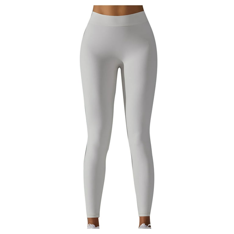 XFLWAM High Waisted Seamless Workout Leggings for Women Soft Stretch Opaque  Tights Comfy Basic Solid Color Gym Yoga Pants White L