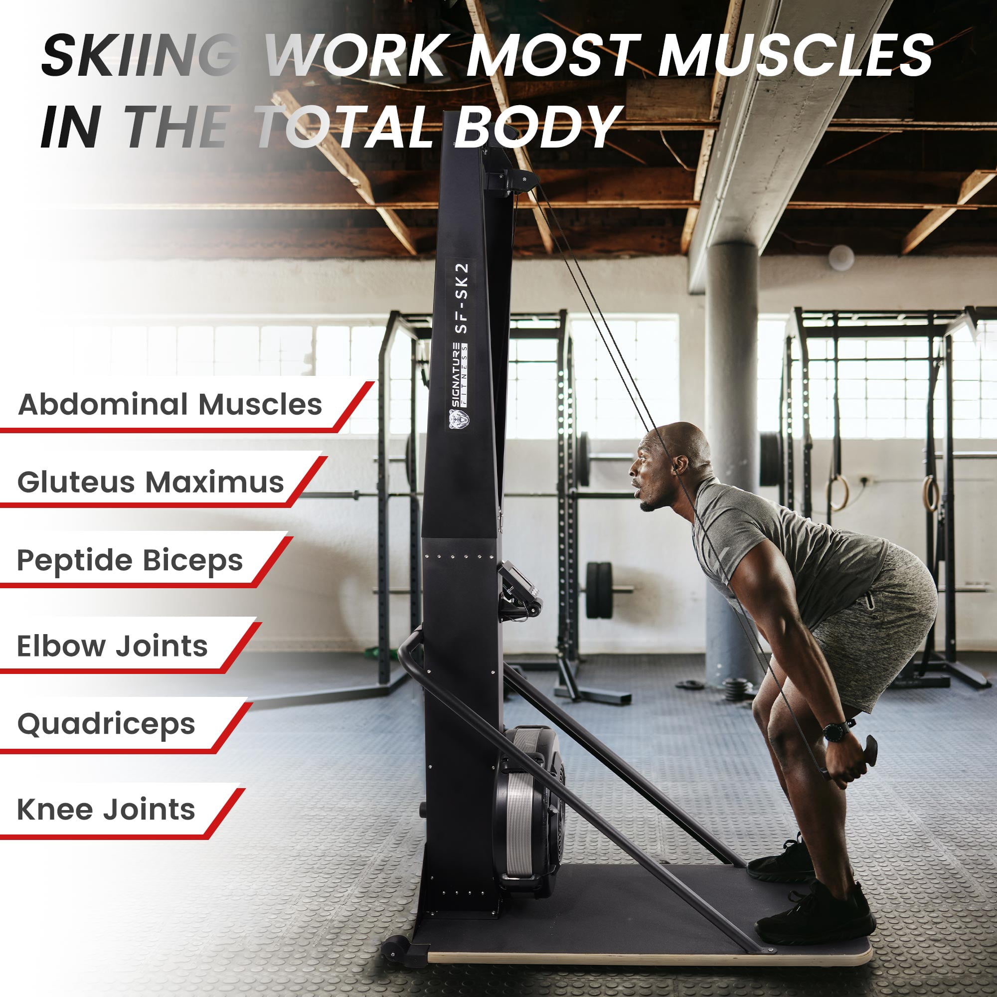 FlexWave Multifunctional home ski training machine - 10 wind speed adjustment, LCD display, durable steel, suitable for full body strength training and skill improvement