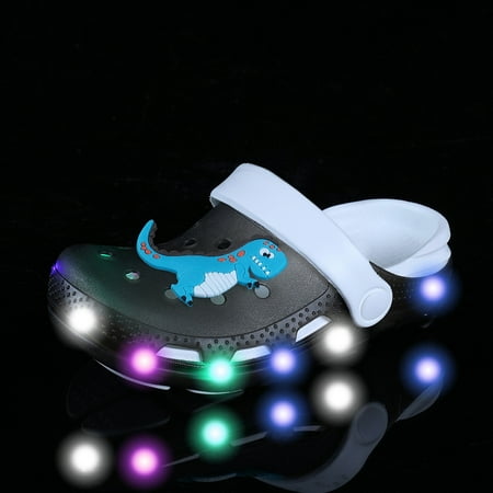 

Girls Boys LED Luminous Cartoon Dinosaur/Butterfly Clogs Comfy Lightweight Non Slip Beach Shoes For Toddler Kids Children Spring And Summer