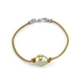 thumbnail image 1 of 11mm Golden Baroque Cultured Pearl Leather Bracelet - AAAA Quality, 1 of 6