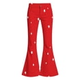 Puntoco Girls Star Print Flare Pants Button Zip Bootcut Trousers with ...