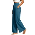 thumbnail image 5 of Tbopshirt Pants for Women Solid Color Loose Casual Pants with Pockets and Elastic Waistband,Navy,S-XXL, 5 of 6
