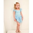 thumbnail image 6 of Aideaone Girls Ballet Dance Dress Toddler Leotards Ruffle Sleeve Shiny Ballet Tutu Skirt Blue 2-9T, 6 of 8