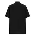 thumbnail image 6 of Neewe Men's Hawaiian Short Sleeve Linen Button Up Shirt Turndown Collar Beach Basic Solid Shirt-Black 2XL, 6 of 7