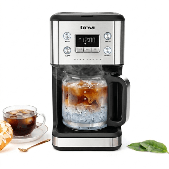 Gevi 14-Cup Programmable Drip Coffee Maker, Stainless Steel Smart Coffee Pot with Touch Control & Automatic Clean, Summer Edition