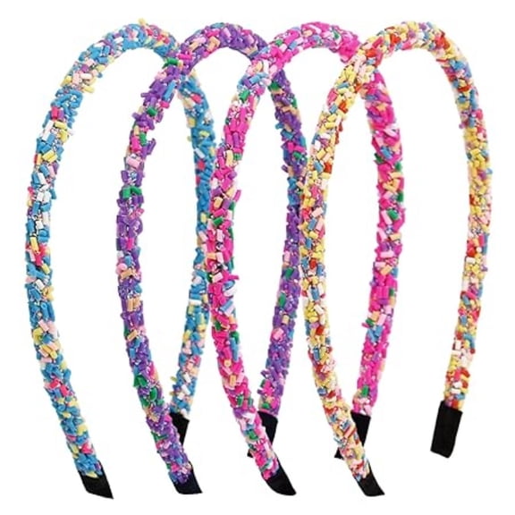 Sprinkle Candy Thin Headband Donut Fun for Women's and Girls' Hair Accessories 4 Pcs