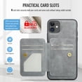 thumbnail image 4 of ELEHOLD Case for iPhone 11, Shockproof Magnetic Leather Wallet Case with Hand Grip & Kickstand & RFID Blocking,Gray, 4 of 7