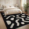 thumbnail image 3 of ODIKA 8'x10' Washable Area Rug Black Cream Abstract Geometric Design Contemporary Artistic with Bold for King Size Bedroom Under Bed, Master Suite, Non-Shedding, Easy Care, 3 of 7