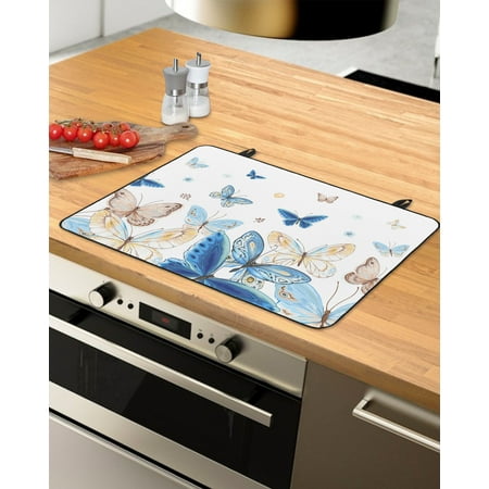 

Blue Brown Ombre Butterfly Stove Top Covers for Electric Stove Heat Insulation Fireproof Glass Cooktop Cover Counter Top Glass Stove Cover 36 x21 Modern Abstract Art Aesthetics