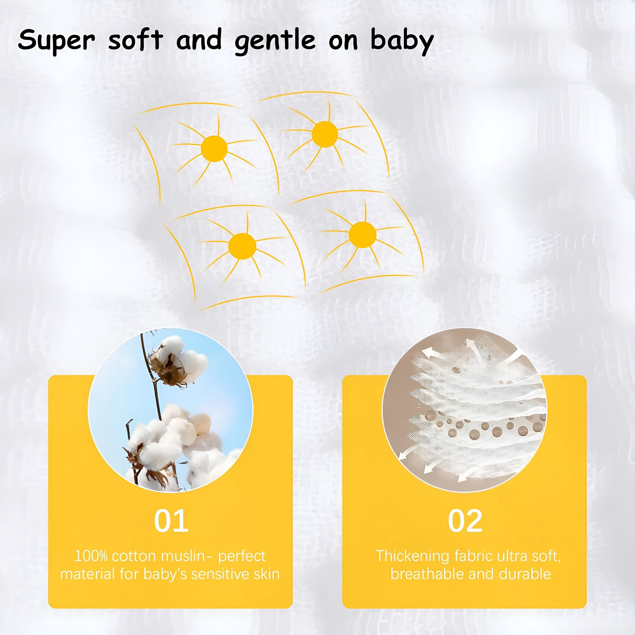 AUQ 2026 New 12 Pack Muslin Burp Cloths 100% Cotton Muslin Cloths Large 20''X10'' Extra Soft and Absorbent Baby Burping Cloth-White
