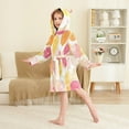 thumbnail image 4 of FORMRS Niños Bathrobe Unisex Hooded Robe Soft Plush Pajamas Sleepwear, Size 7-9T, Pink Floral Orange, 4 of 7