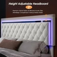 thumbnail image 4 of Merluxy Full Size Bed Frame with LED Lights&Storage Drawers,Velvet Upholstered Platform Bed,No Box Spring Needed,White, 4 of 8