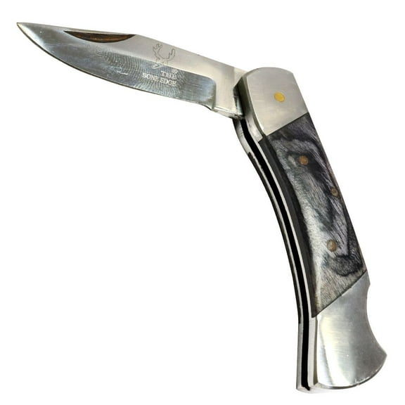 TheBoneEdge 5.5" Classic Folding Knife Black Wood Handle With Sheath