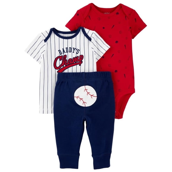 Set Pañaleros y Pantalón Child of Mine Azul marino NB Estampado Béisbol