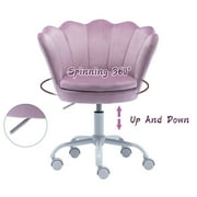 Guyou Kids Desk Chair, Velvet Rolling Swivel Children Chair, Adjustable Student Task Chair, Petal Type Backrest Vanity Chair for Bedroom Dormitory Children Gifts, Light Purple