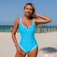 thumbnail image 5 of Fewfanhot Women's One-Piece Swimsuits Color Block One Piece Athletic Swimsuit Sports Tummy Control High Cut Bathing Suits, 5 of 7