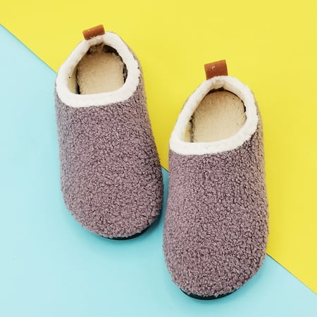 

Girls Casual Fleece Thermal Slippers Slip-on Thickened Lightweight Soft Sole Socks Shoes For Home