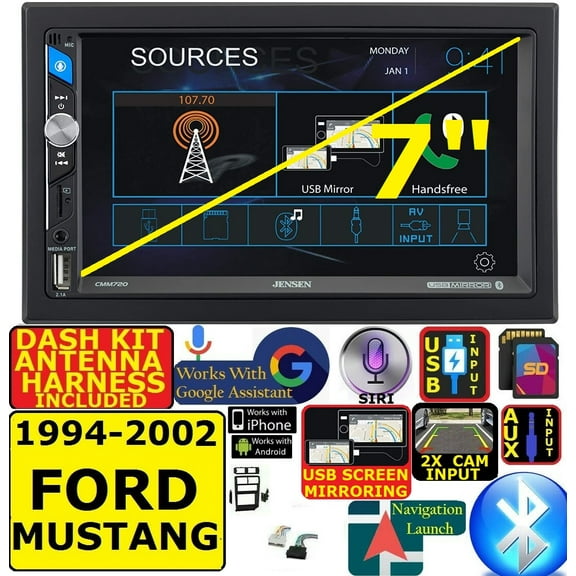 FITS 95-02 GM TRUCK/SUV AM/FM USB/BLUETOOTH TOUCHSCREEN CAR RADIO STEREO PKG.  INCLUDES VEHICLE SPECIFIC INSTALLATION HARDWARE INCLUDING DASH KIT, WIRE HARNESS, AND ANTENNA ADAPTER WHEN REQIRED