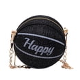 thumbnail image 4 of Basketball Shaped Bag with Removable Chain Novelty Satchel for Work Shopping Black, 4 of 9
