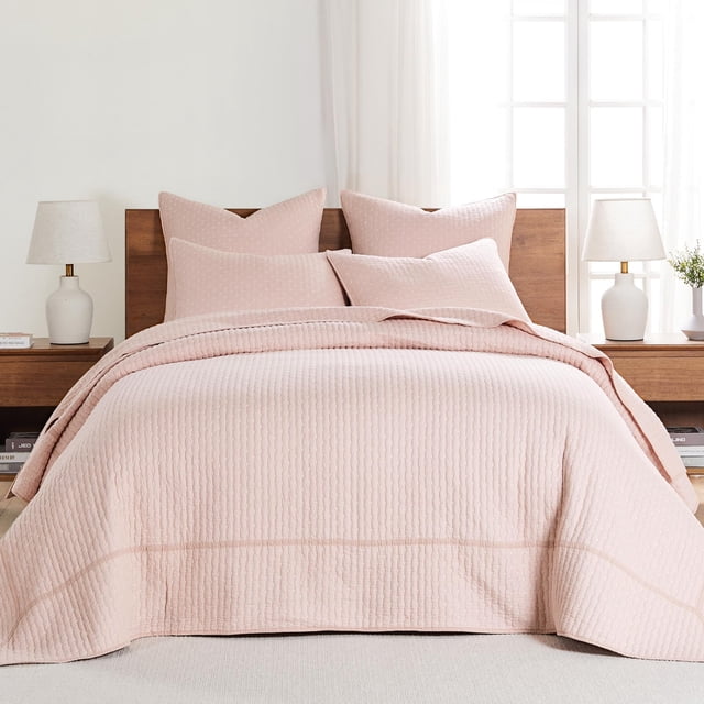 Juego de colchas Levtex Home Cross Stitch Blush Queen +2 Sham