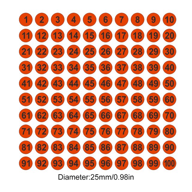 Lot de 100 Autocollants de Chiffres Consécutifs Utilisation à Long Terme Classification Inventaire Rangement Fait Main Fournitures d'Organisation Décalcomanies Noir sur Rouge type 4