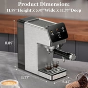 Espresso Machine 20 Bar, Rapid Cold Brew, Stainless Steel Coffee Machine with 40oz Removable Water Tank for Cappuccino, Latte, Silver