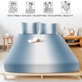 thumbnail image 5 of Twin XL Size Fitted Sheet Set - Blue White Ombre 2 Piece Bedding Sets 16" Deep Pocket Fitted Sheet with 1 Pillowcases, Modern Abstract Art Farmhouse Gradient Brushed Microfiber Hotel Bed Sheets, 5 of 9