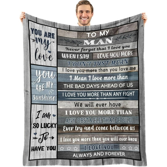 Gifts for Men, Birthday Gifts for Him Husband, Funny Gifts for Men, Blanket Gifts for Anniversary Father's Day Valentines Wedding for Boyfriend, to My Man Throw Blanket 50"x 60"