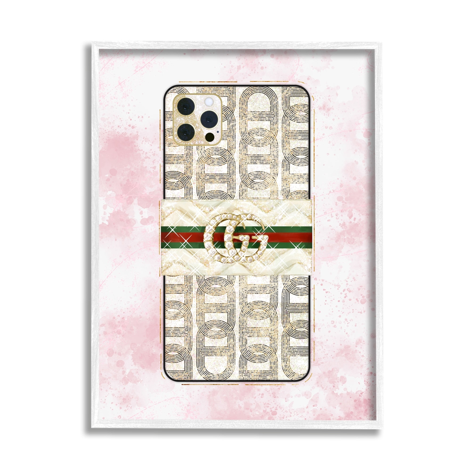 Stupell Indtries Fashion Glam Cellphone Still Life Pink Splatter Pattern,24 x 30,Design by Ziwei Li