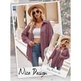 thumbnail image 6 of Hibeli Women Waffle Button Down Lapel Collar Long Sleeve Pocket Curved Hem Shirts, 6 of 7
