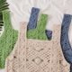 thumbnail image 3 of Women Sleeveless Crop for Tank Top Hollow Crochet Knit Floral Square Neck Camiso Green, 3 of 4