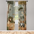 thumbnail image 2 of Ambesonne Woodland Curtains, Cartoon Animals Fun Nature, Pair of 28"x95", Olive Green Redwood Ecru, 2 of 2
