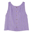 thumbnail image 6 of Womens Plaid Linen Crop Tops Tank Summer Casual Sleeveless Boat Neck Tops Loose Vest Trendy Outfits Purple, M, 6 of 7