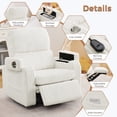 thumbnail image 3 of BaseBeauty 26" Power Swivel Rocker Recliner, Oversized Swivel Glider Recliner with Adjustable Headrest, Nursery Glider Recliner with Cup Holders and Storage, White, 3 of 8