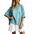 thumbnail image 2 of Asgosdo Womens 2 Piece Linen Blend Outfit Oversized Short Sleeve Top Ruffle Mini Skirt Casual Set, 2 of 5
