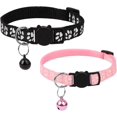 thumbnail image 1 of Collar reflectante para gatitos de 2 piezas, collar ajustable antiestrangulamiento para gatos, gatitos y cachorros con cascabel y hebilla de seguridad de 19 a 30 cm (rosa y negro), 1 of 5