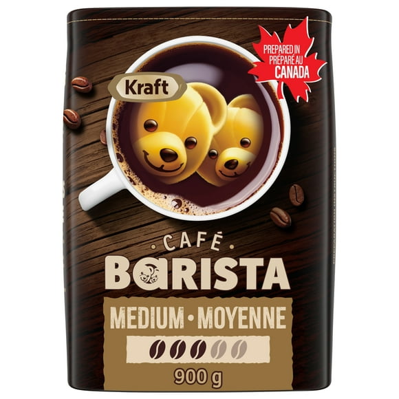 Café Barista Kraft, café moulu à torréfaction moyenne, boîte de 900 g