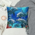 thumbnail image 2 of Cute Dolphin Pillow Covers ,Seashell Starfish Throw Pillow Covers,Ocean Sea Animal Cushion Covers,Underwater World Theme Decorative Accent Pillow Cases for Kids Teens,Blue, 2 of 5