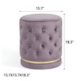 thumbnail image 2 of Joveco Round Velvet Ottoman Footstool, Modern Upholstered Button Tufted Footrest Vanity Stool,Purple, 2 of 5