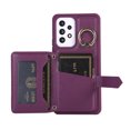thumbnail image 3 of for Samsung Galaxy A52 4G/5G Detachable Shoulder Strap Wallet Case, with Card Slots & 360-degree Rotation Stand Ring Flip Premium PU Leather Protective Cover Lanyard for Women Girls, Deeppurple, 3 of 9