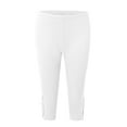 thumbnail image 5 of LEKDFST Womens Capri Pants Casual Summer Solid High Waisted Knee Length Stretchy Lace Leggings Womens Lightweight Pants White XXXXL, 5 of 6
